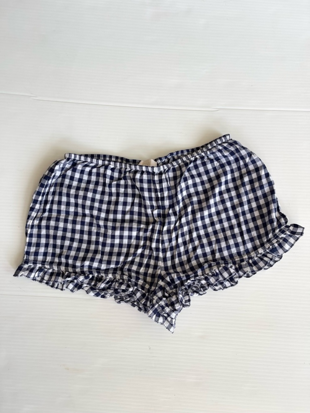 Gap Love Cotton Navy and White Gingham Ruffled Pajama Shorts